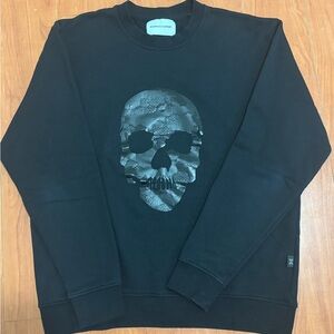 The Kooples Black Crewneck Sweater with Skull Design